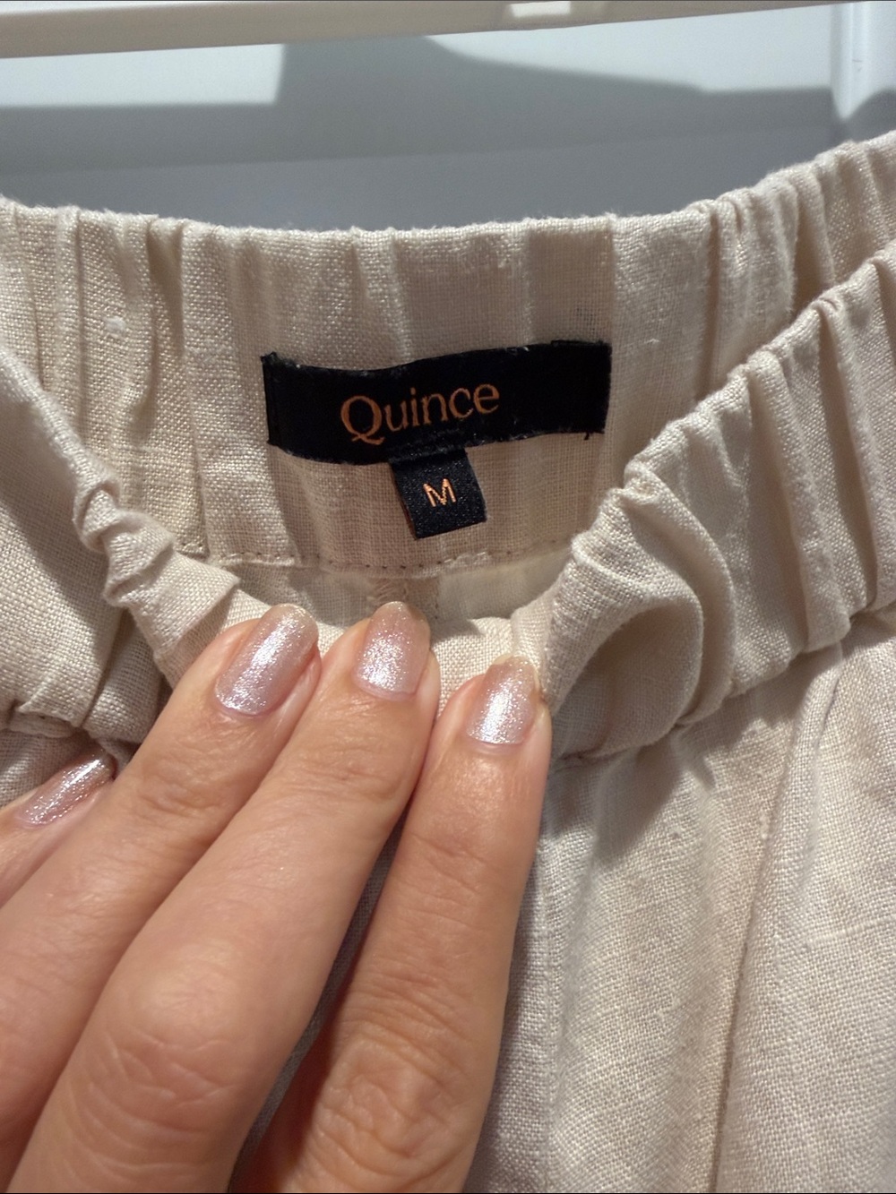 Quince sand 100% European linen tapered ankle pants - Picture 4 of 10